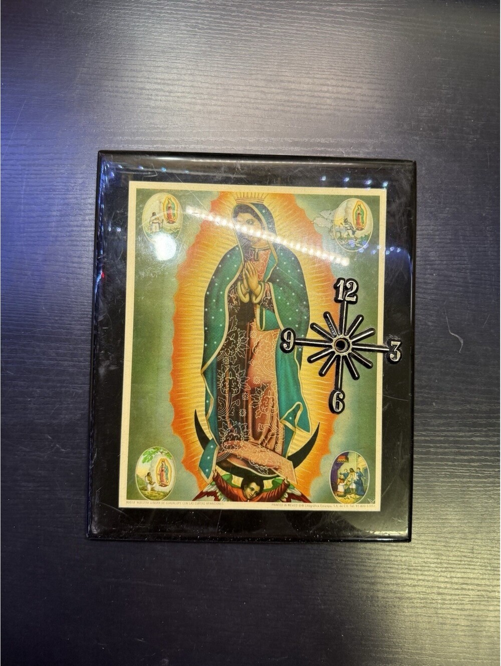 Vintage Our Lady of Guadalupe Wall Clock 12x10 Mexico Virgen Religious